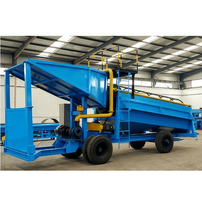 80TPH mobile gold washing plant with trommel screen Knelson gold centrifugal concentrator and sluice chute