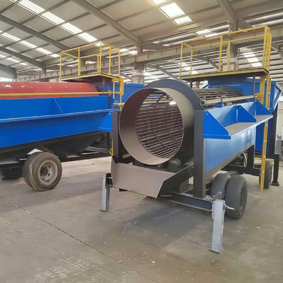 80TPH mobile gold washing plant with trommel screen Knelson gold centrifugal concentrator and sluice chute