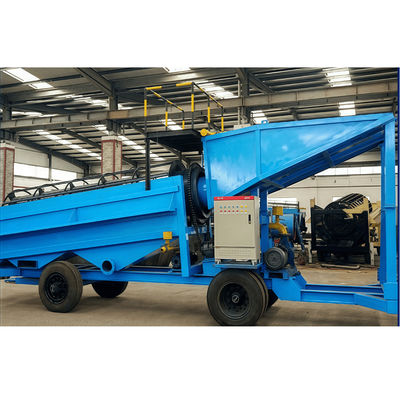 80TPH mobile gold washing plant with trommel screen Knelson gold centrifugal concentrator and sluice chute